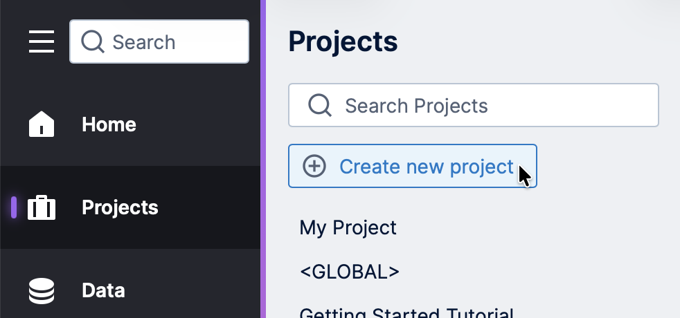 Create a new project from the main menu