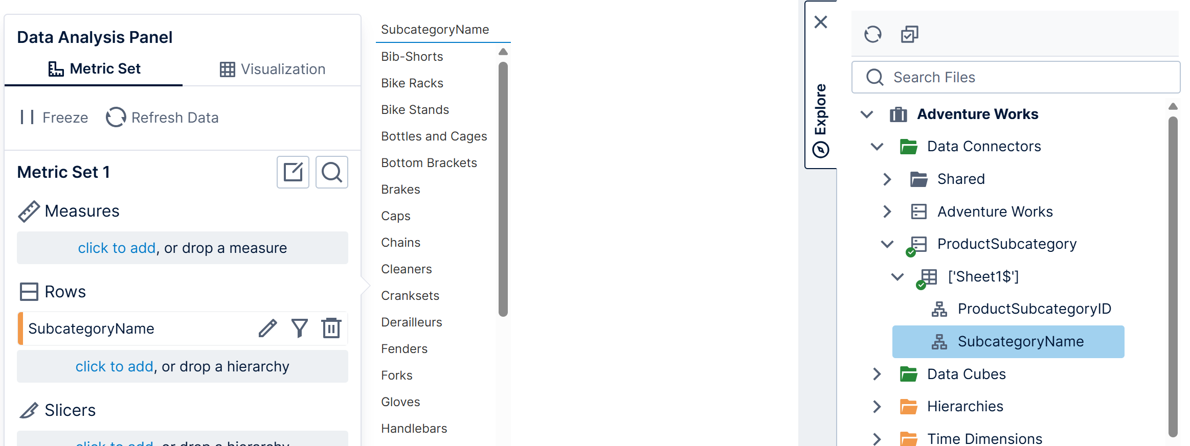 Creating a table with data from Excel