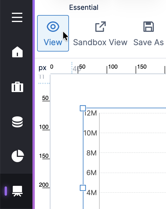 View and Sandbox View options in the toolbar when editing