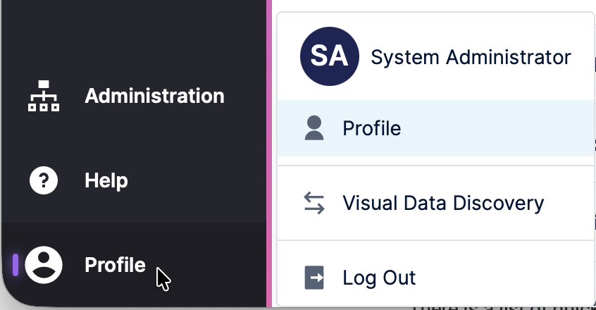 Access account functions from the profile menu