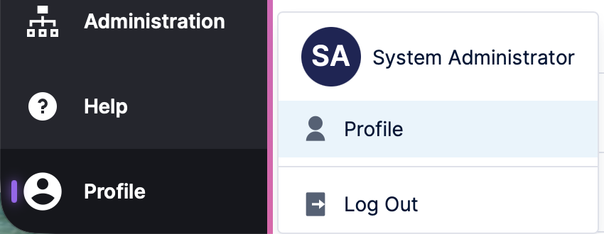 Access account functions from the profile menu