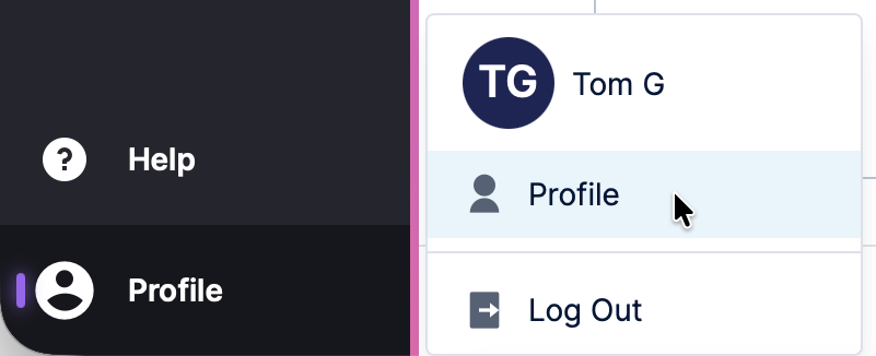 Opening your profile dialog